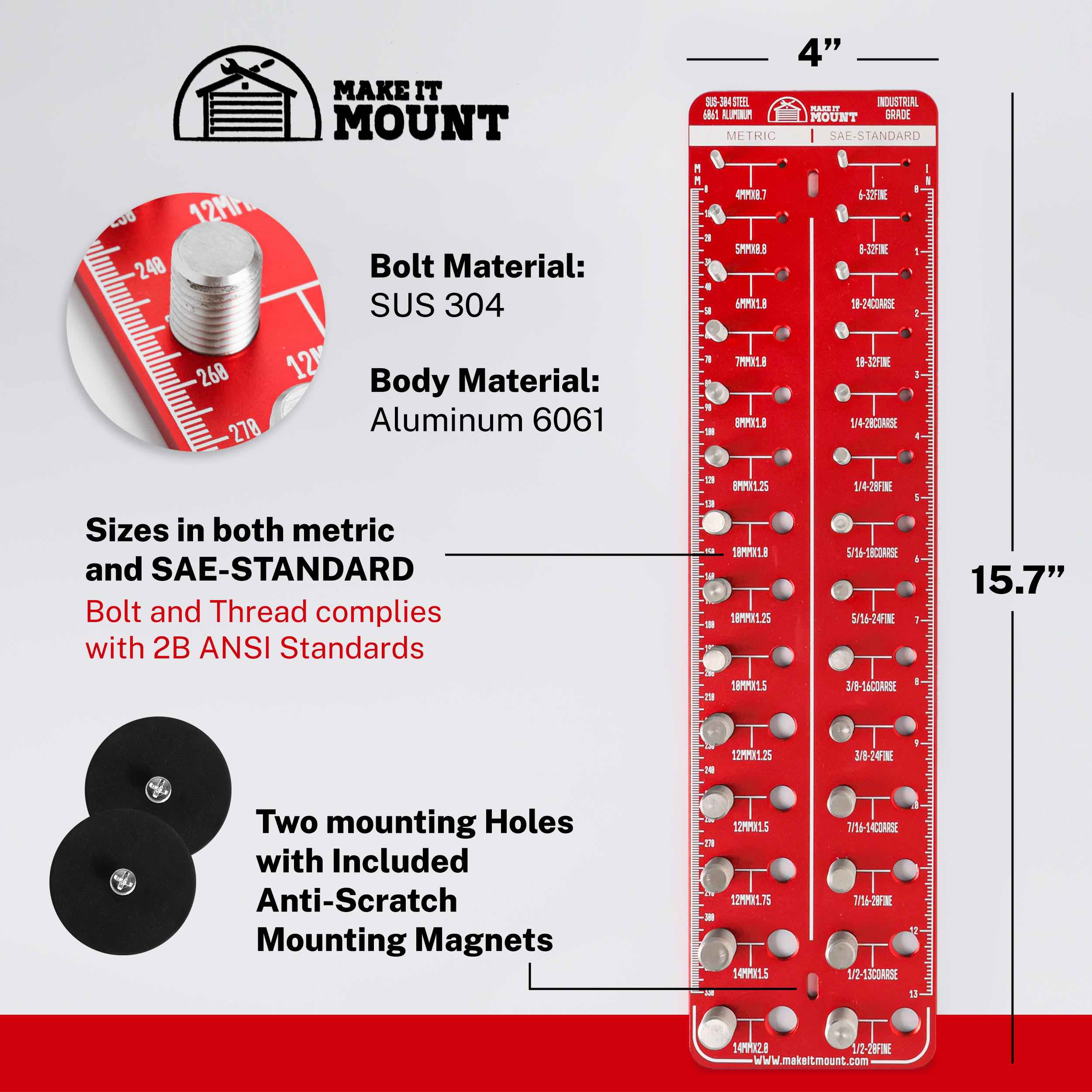 Magnetic 28 Thread Gauge Checker for Nuts and Bolts